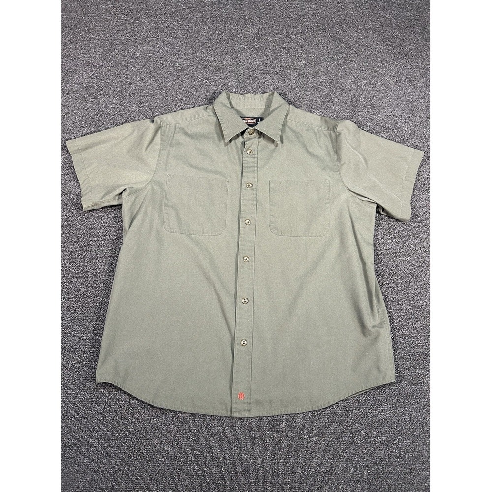 Jesse James West Coast Choppers Mens Large Green Button Up Workwear Short Sleeve